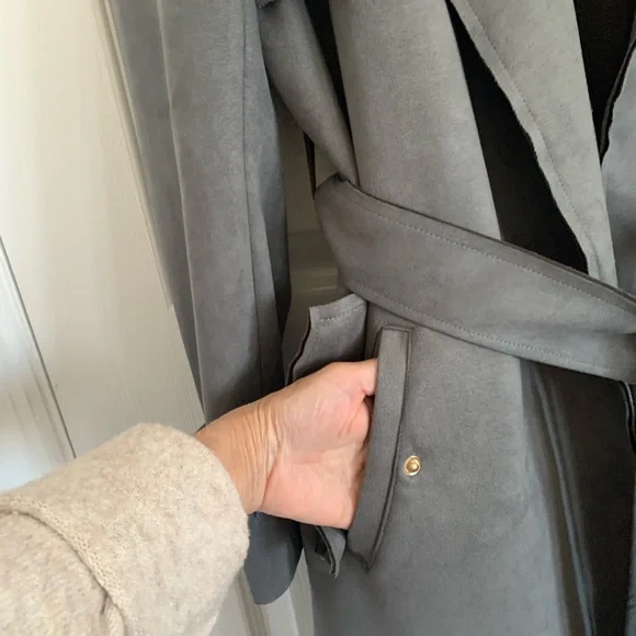 Black Label Couture Love for Humanity
Couture Grey Suede Trench Coat - Picture 5 of 10